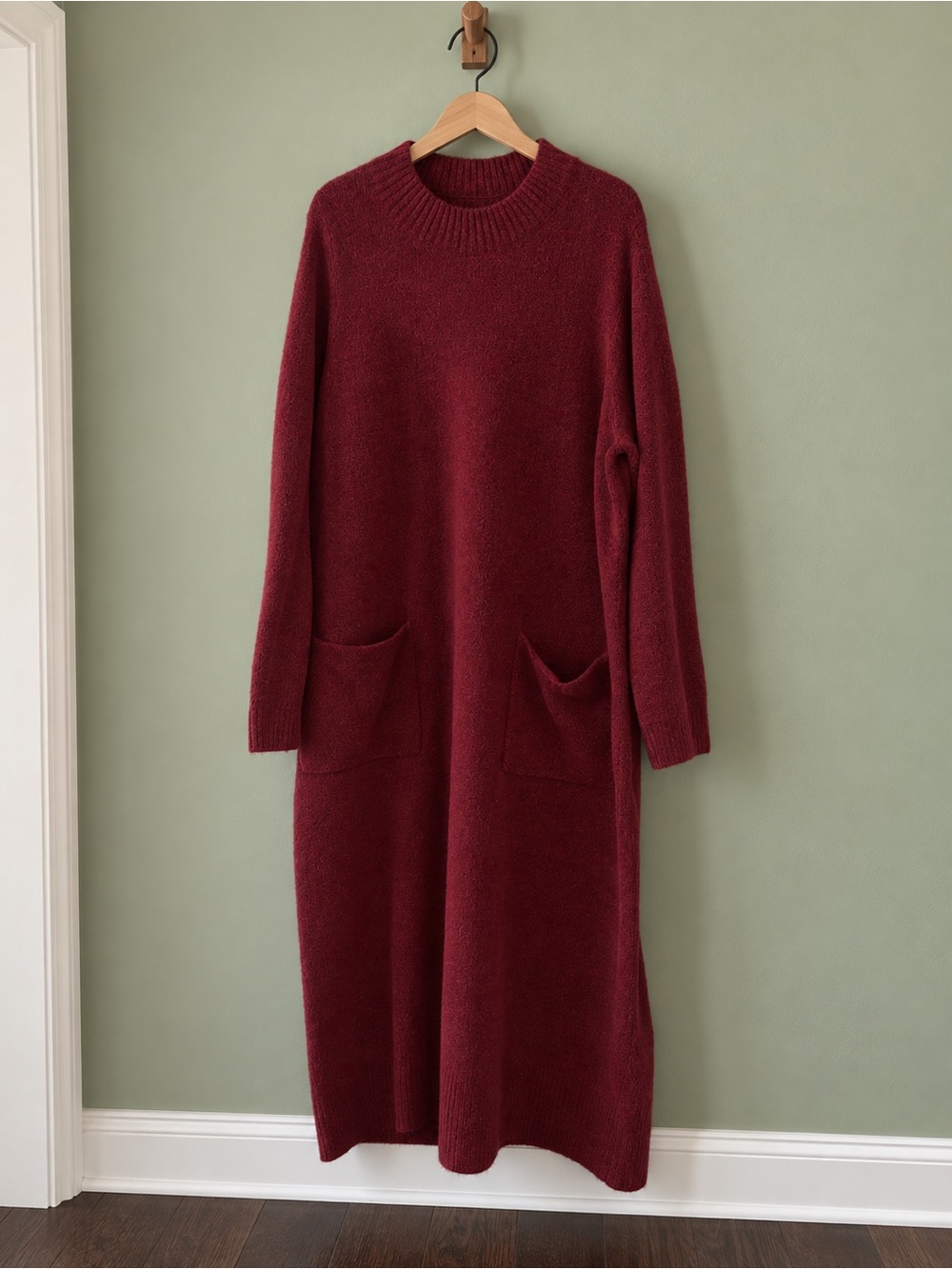 Lane Bryant Long Sleeve Maxi Sweater Dress in Burgundy